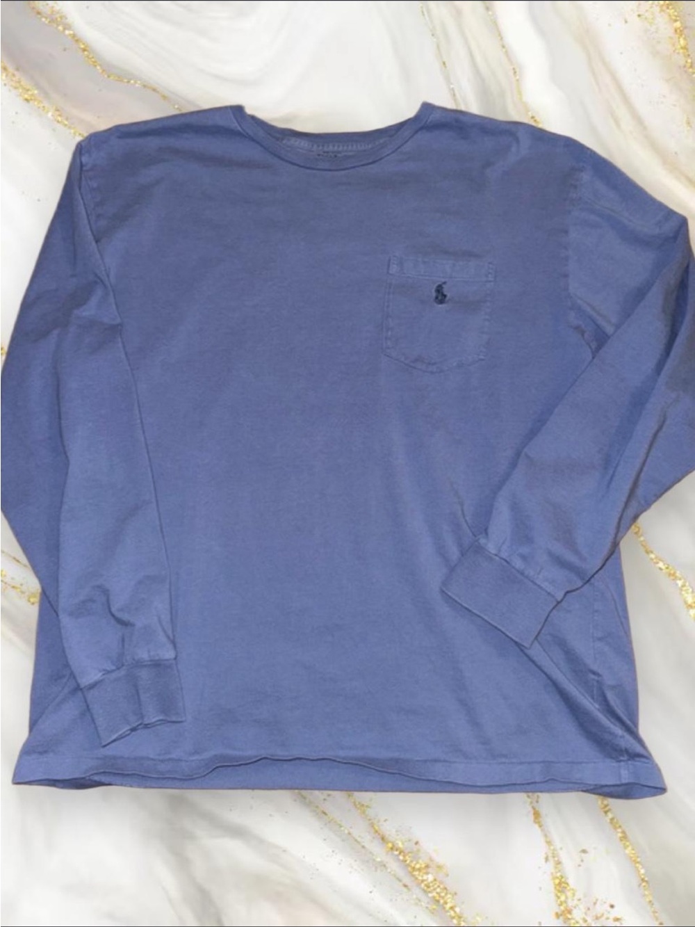 Polo by Ralph Lauren Long Sleeve Pocket Tee in Dusty Blue